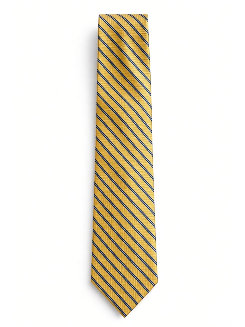 Brooks Brothers Makers 100% Silk Tie Gold Navy Striped Repp Necktie O/S